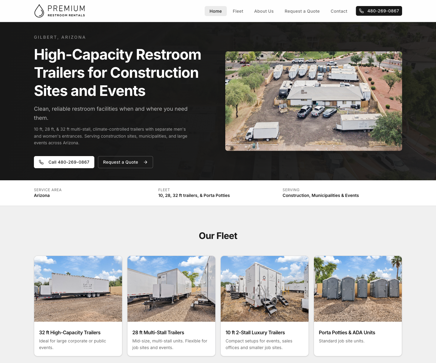 Premium Restroom Rentals website
